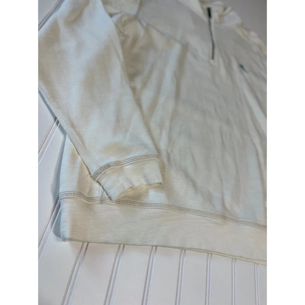 Tommy Bahama Tobago Bay Half Zip Pullover Mens XL Coconut Off White Sweatshirt